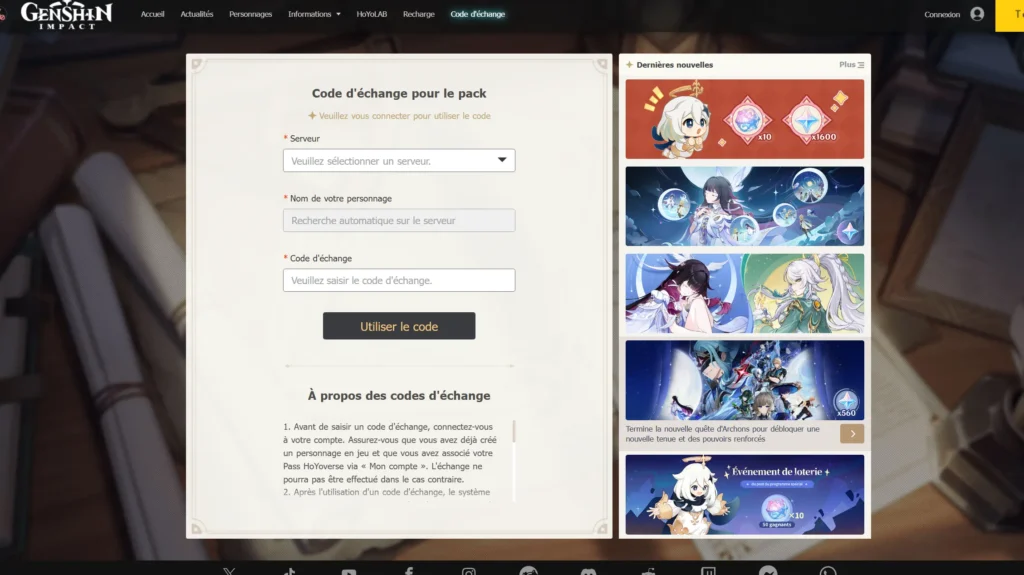 page code genshin impact