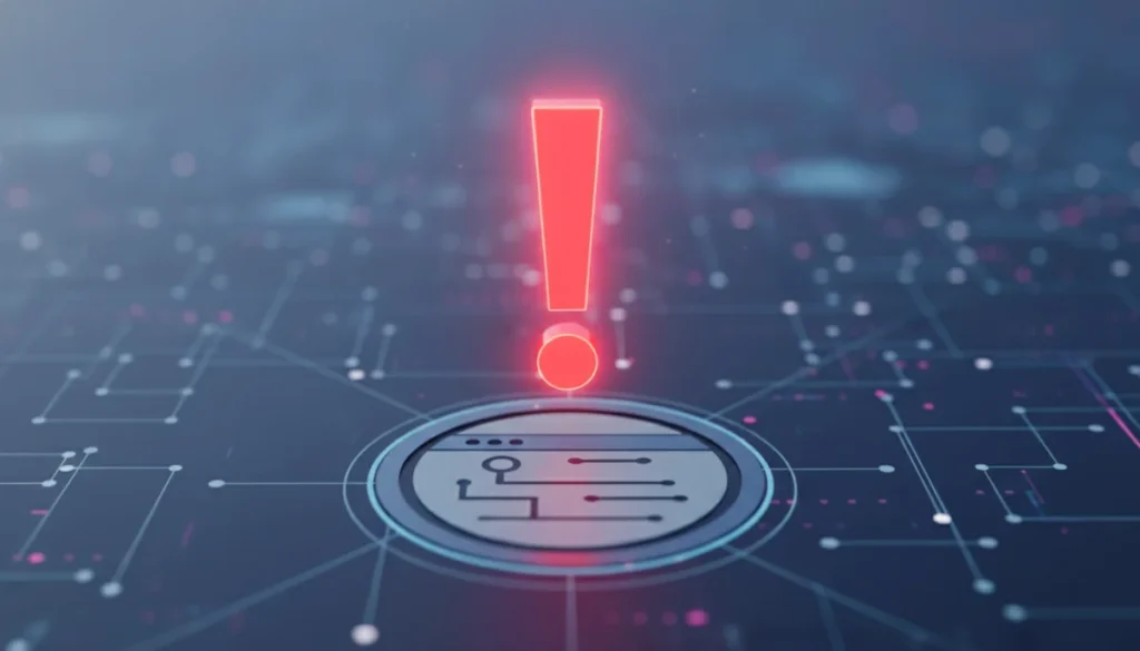 Point d'exclamation rouge sur icône site web Gogoflix, alerte numérique.